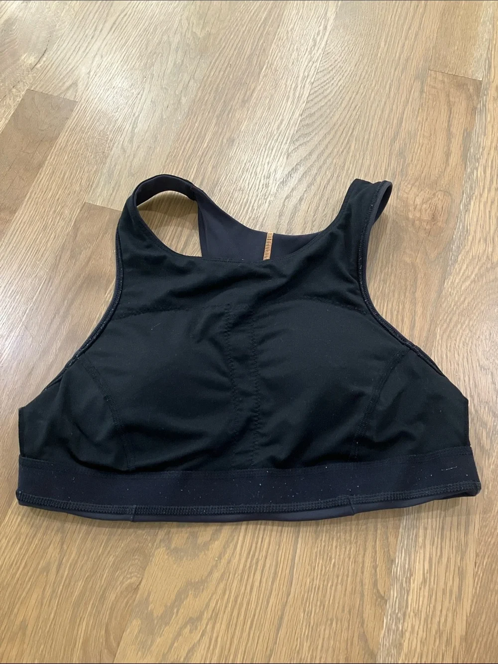 Lululemon Women's Black Orange Tough Train High-Neck Sports Bra